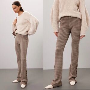 NAADAM Houndstooth Luxe Jacquard Sweater Pant Oatmeal Combo NEW Small